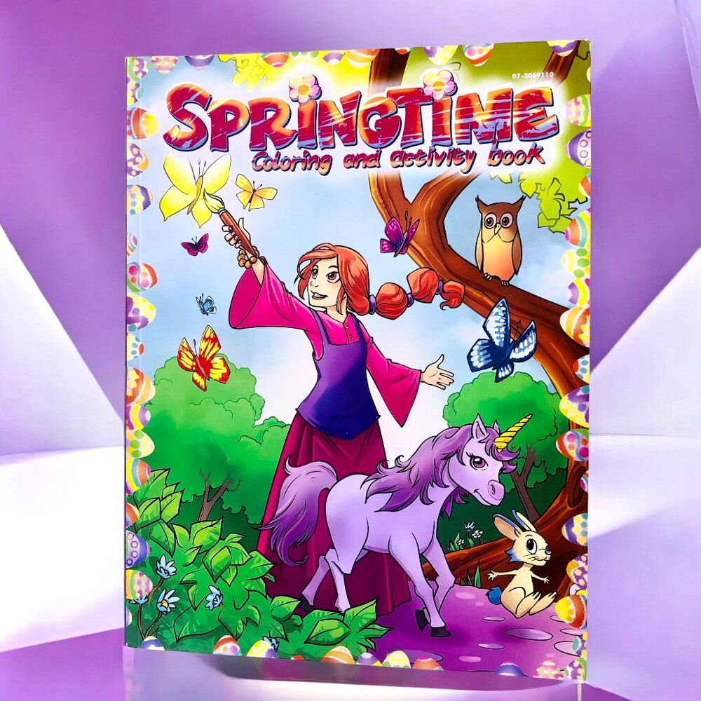 Springtime Coloring and Activity Book Rabbit Flower Bird Bees Horse Snail Duck
